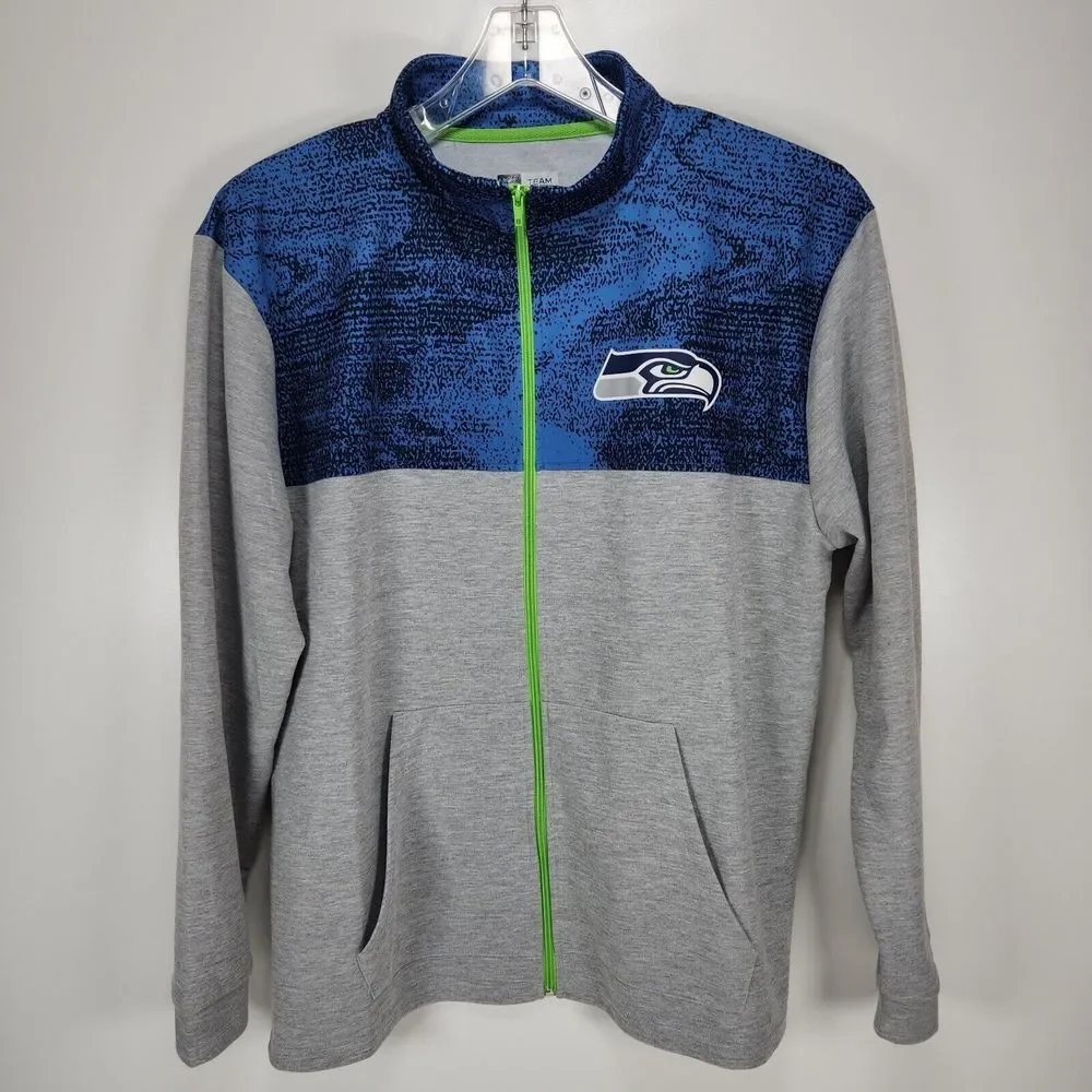 NFL‎ Team Aperral Seattle Seahawks Mens L Zip Up Sweatshirt Football